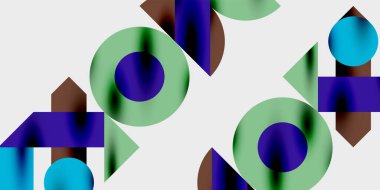 Dinamik geometrik bir kompozisyonda daireler, çizgiler ve üçgenler içeren modern soyut bir arkaplan. Tarz, teknoloji veya yaratıcı temalı tasarımlar için mükemmel.