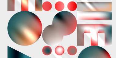 Basit şekiller - daireler, üçgenler, dikdörtgenler soyut arka plan. Duvar Kağıdı, Sancak, Arkaplan, Kart, Kitap İllüstrasyonu, İniş Sayfası