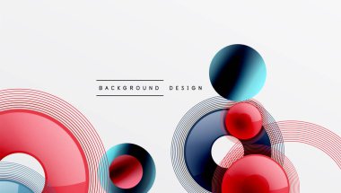 Sleek vector design with overlapping circles in vibrant colors and smooth gradients. Dynamic composition with depth, symmetry, and minimalistic elegance on a light background clipart