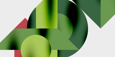 Dairelerin, yarım dairelerin ve parlak efektli ve düzgün eğimli üçgenlerin detaylı bileşimi. Yaratıcı ve teknolojiden ilham alan projeler için parlak ve modern bir vektör tasarımı