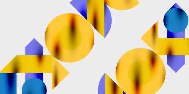 Dinamik geometrik bir kompozisyonda daireler, çizgiler ve üçgenler içeren modern soyut bir arkaplan. Tarz, teknoloji veya yaratıcı temalı tasarımlar için mükemmel.