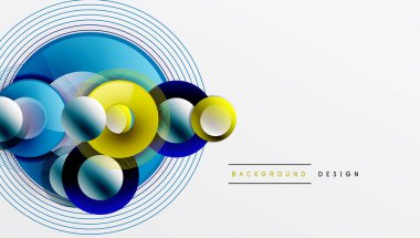 Üst üste binen daireler, parlak renkler ve pürüzsüz gradyanlarla gösterişli vektör tasarımı. Derinliği, simetrisi ve hafif arkaplanda minimalist zarafeti olan dinamik kompozisyon