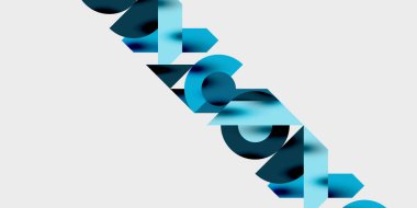 Dinamik geometrik bir kompozisyonda daireler, çizgiler ve üçgenler içeren modern soyut bir arkaplan. Tarz, teknoloji veya yaratıcı temalı tasarımlar için mükemmel.