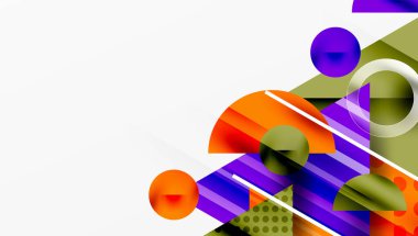 Üstüste binen Şeffaf Üçgenler ve Çemberlerle Modern Soyut Tasarım