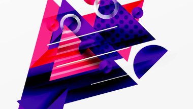 Modern geometrik arkaplan - düzgün eğimli ve yarı şeffaf üçgenler üst üste biniyor