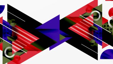 Üstüste binen Şeffaf Üçgenler ve Çemberlerle Modern Soyut Tasarım