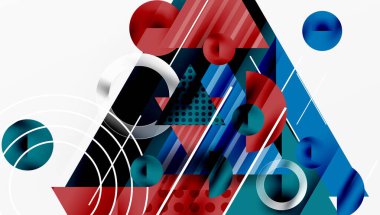 Üstüste binen Şeffaf Üçgenler ve Çemberlerle Modern Soyut Tasarım