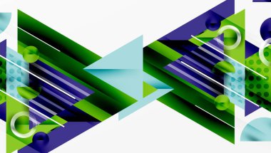 Üstüste binen Şeffaf Üçgenler ve Çemberlerle Modern Soyut Tasarım