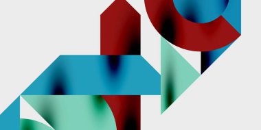 Dinamik geometrik bir kompozisyonda daireler, çizgiler ve üçgenler içeren modern soyut bir arkaplan. Tarz, teknoloji veya yaratıcı temalı tasarımlar için mükemmel.
