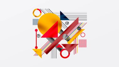 Çemberler, üçgenler, kareler, halkalar ve çizgiler gölge etkisiyle