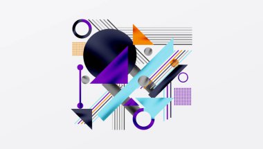 Keskin çizgiler, zıt renkler ve minimalist şekiller gösteren geometrik arkaplan