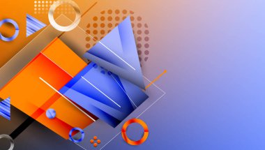 Soyut arkaplan - üst üste binen daireler, dikdörtgenler, ve yüksek eğimli üçgenler. Yarı saydam şekiller derinlik ve denge yaratır