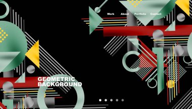 Keskin çizgiler, zıt renkler ve minimalist şekiller gösteren geometrik arkaplan