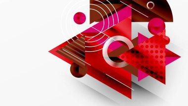 Üstüste binen Şeffaf Üçgenler ve Çemberlerle Modern Soyut Tasarım