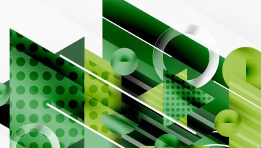 Üstüste binen Şeffaf Üçgenler ve Çemberlerle Modern Soyut Tasarım