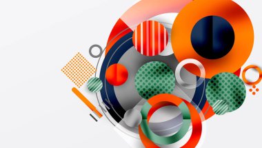 Üstüste binen Şeffaf Geometrik Şekillerle Soyut Çember Tasarımı