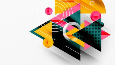 Parlak soyut arkaplan - parlak eğim tonlarıyla katmanlı üçgenler. Yarı şeffaf şekiller derinlik ve çağdaş estetik ekler