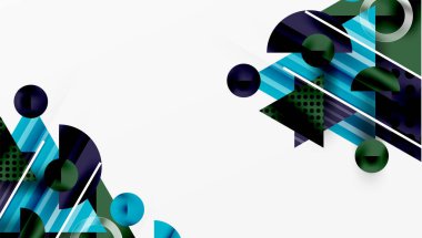 Parlak soyut arkaplan - parlak eğim tonlarıyla katmanlı üçgenler. Yarı şeffaf şekiller derinlik ve çağdaş estetik ekler