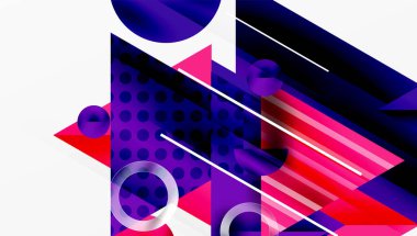 Modern geometrik arkaplan - düzgün eğimli ve yarı şeffaf üçgenler üst üste biniyor