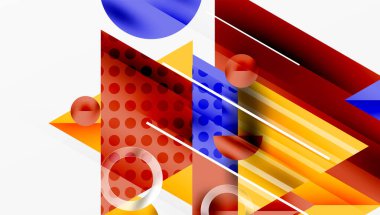 Üstüste binen Şeffaf Üçgenler ve Çemberlerle Modern Soyut Tasarım