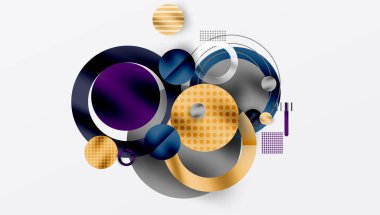 Üstüste binen Şeffaf Geometrik Şekillerle Soyut Çember Tasarımı