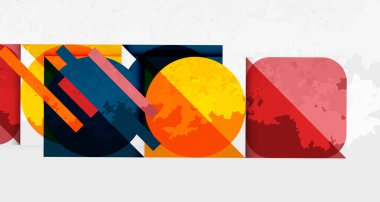 Çemberler, kareler ve çizgilerle geometrik arkaplandaki tahıllı leke dokusu. Duvar Kağıdı, Sancak, Arkaplan, Kart, Kitap İllüstrasyonu, İniş Sayfası