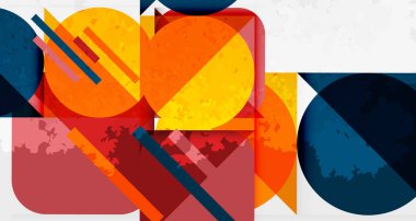 Çemberler, kareler ve çizgilerle geometrik arkaplandaki tahıllı leke dokusu. Duvar Kağıdı, Sancak, Arkaplan, Kart, Kitap İllüstrasyonu, İniş Sayfası