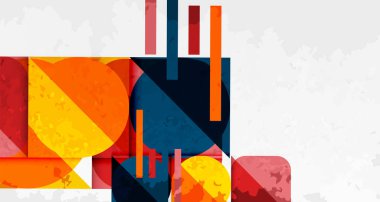 Çemberler, kareler ve çizgilerle geometrik arkaplandaki tahıllı leke dokusu. Duvar Kağıdı, Sancak, Arkaplan, Kart, Kitap İllüstrasyonu, İniş Sayfası