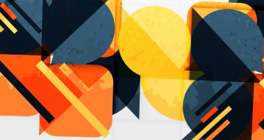 Kareler, daireler, üçgenler ve kumlu, gürültülü doku. Duvar Kağıdı, Sancak, Arkaplan, Kart, Kitap İllüstrasyonu, İniş Sayfası