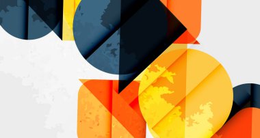 Kareler, daireler, üçgenler ve kumlu, gürültülü doku. Duvar Kağıdı, Sancak, Arkaplan, Kart, Kitap İllüstrasyonu, İniş Sayfası