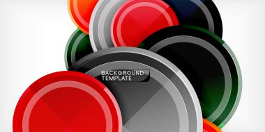 Arka plan - çok renkli daireler, trendy en az geometrik tasarım, vektör çizim