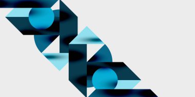 Dinamik geometrik bir kompozisyonda daireler, çizgiler ve üçgenler içeren modern soyut bir arkaplan. Tarz, teknoloji veya yaratıcı temalı tasarımlar için mükemmel.