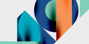 Dairelerin, yarım dairelerin ve parlak efektli ve düzgün eğimli üçgenlerin detaylı bileşimi. Yaratıcı ve teknolojiden ilham alan projeler için parlak ve modern bir vektör tasarımı