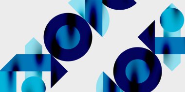 Dairelerin, yarım dairelerin ve parlak efektli ve düzgün eğimli üçgenlerin detaylı bileşimi. Yaratıcı ve teknolojiden ilham alan projeler için parlak ve modern bir vektör tasarımı