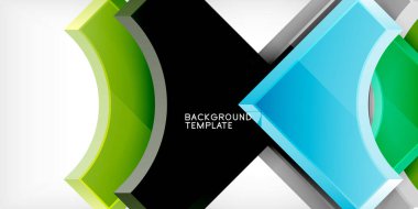 Kare, ok şekilleri yuvarlak elementlerle vektör ilülasyonu Duvar kağıdı, bayrak, arkaplan, kart, kitap illüstrasyonu, iniş sayfası