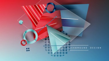 Soyut arkaplan - üst üste binen daireler, dikdörtgenler, ve yüksek eğimli üçgenler. Yarı saydam şekiller derinlik ve denge yaratır