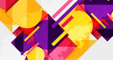 Kareler, daireler, üçgenler ve kumlu, gürültülü doku. Duvar Kağıdı, Sancak, Arkaplan, Kart, Kitap İllüstrasyonu, İniş Sayfası