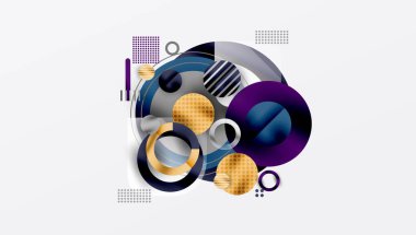 Üstüste binen Şeffaf Geometrik Şekillerle Soyut Çember Tasarımı