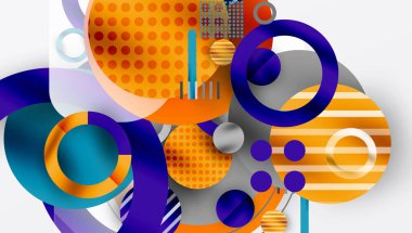 Üstüste binen Şeffaf Geometrik Şekillerle Soyut Çember Tasarımı