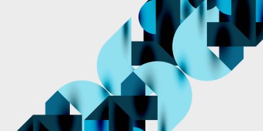 Dinamik geometrik bir kompozisyonda daireler, çizgiler ve üçgenler içeren modern soyut bir arkaplan. Tarz, teknoloji veya yaratıcı temalı tasarımlar için mükemmel.