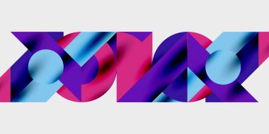 Dairelerin, yarım dairelerin ve parlak efektli ve düzgün eğimli üçgenlerin detaylı bileşimi. Yaratıcı ve teknolojiden ilham alan projeler için parlak ve modern bir vektör tasarımı