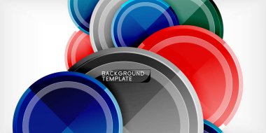 Arka plan - çok renkli daireler, trendy en az geometrik tasarım, vektör çizim