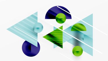 Üstüste binen Şeffaf Üçgenler ve Çemberlerle Modern Soyut Tasarım