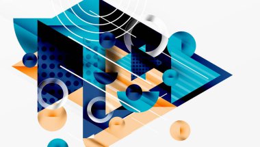 Modern geometrik arkaplan - düzgün eğimli ve yarı şeffaf üçgenler üst üste biniyor