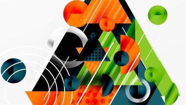 Parlak soyut arkaplan - parlak eğim tonlarıyla katmanlı üçgenler. Yarı şeffaf şekiller derinlik ve çağdaş estetik ekler