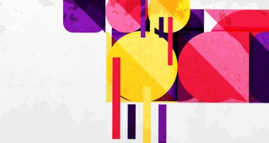 Kareler, daireler, üçgenler ve kumlu, gürültülü doku. Duvar Kağıdı, Sancak, Arkaplan, Kart, Kitap İllüstrasyonu, İniş Sayfası