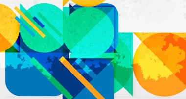 Çemberler, kareler ve çizgilerle geometrik arkaplandaki tahıllı leke dokusu. Duvar Kağıdı, Sancak, Arkaplan, Kart, Kitap İllüstrasyonu, İniş Sayfası