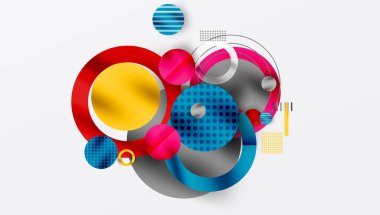 Üstüste binen Şeffaf Geometrik Şekillerle Soyut Çember Tasarımı