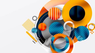 Üstüste binen Şeffaf Şekillerle Soyut Geometrik Arkaplan