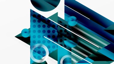 Üstüste binen Şeffaf Üçgenler ve Çemberlerle Modern Soyut Tasarım